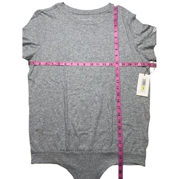 Calvin Klein Bodysuit Shirt Women's MEDIUM Gray Short-Sleeve Cotton Modal NEW - Picture 4 of 16